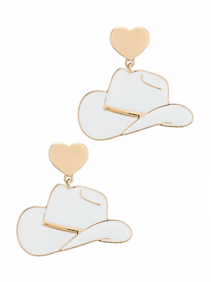 Gameday * | Top 10 Golden Stella Cowboy Hat Enamel Earrings