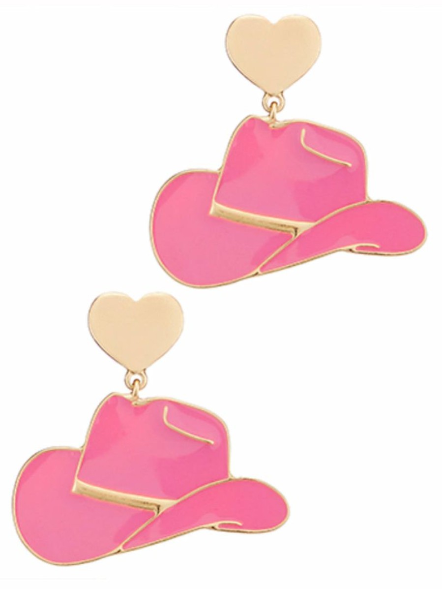 Gameday * | Top 10 Golden Stella Cowboy Hat Enamel Earrings