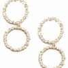 Gameday * | New Rough Sketch Circle Baguette Rhinestone Drop Earrings