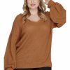 Curvy Girl * | Buy Apparel-Curvy Girl Curvy Move Along Thermal Knit Top