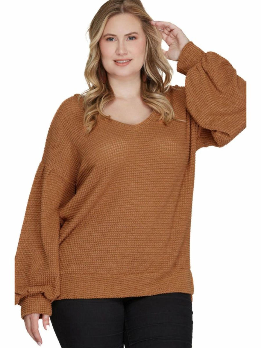 Curvy Girl * | Buy Apparel-Curvy Girl Curvy Move Along Thermal Knit Top