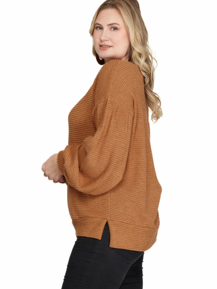 Curvy Girl * | Buy Apparel-Curvy Girl Curvy Move Along Thermal Knit Top