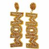 Gameday * | Promo Treasure Import Beaded Gold Mom Earrings