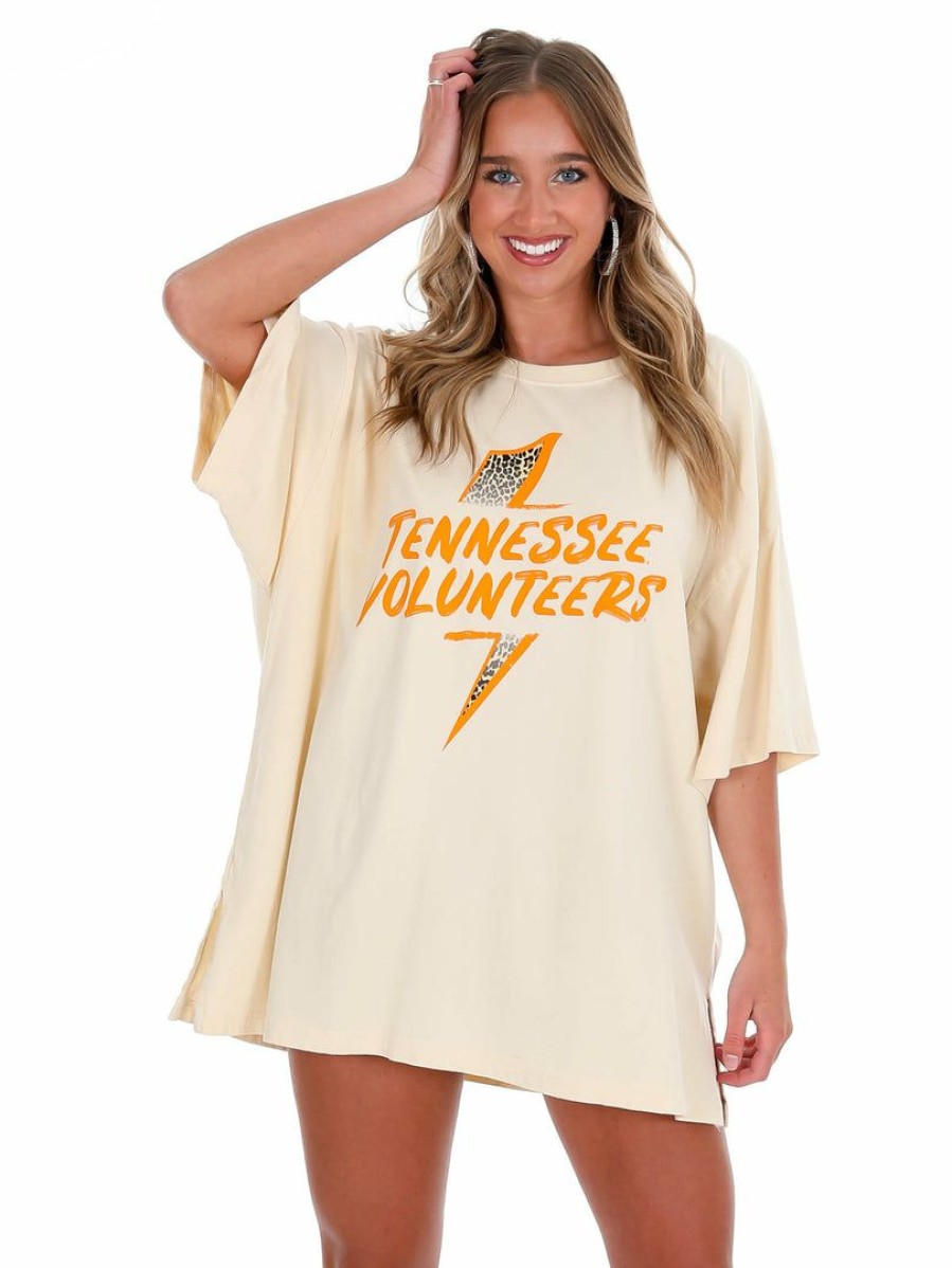 Gameday * | Wholesale Pressbox Oversized Tee Collection Tennessee Isaac Oversized Tee Ivory