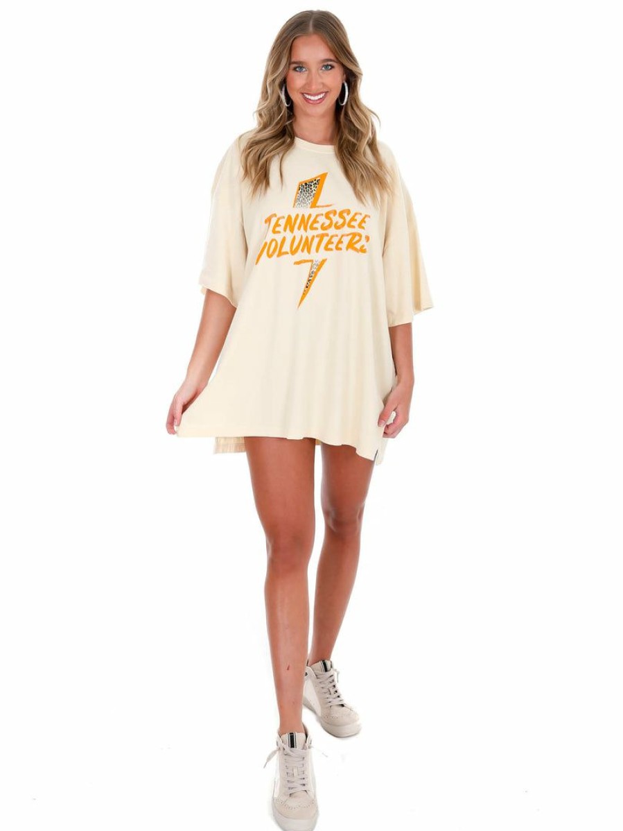 Gameday * | Wholesale Pressbox Oversized Tee Collection Tennessee Isaac Oversized Tee Ivory