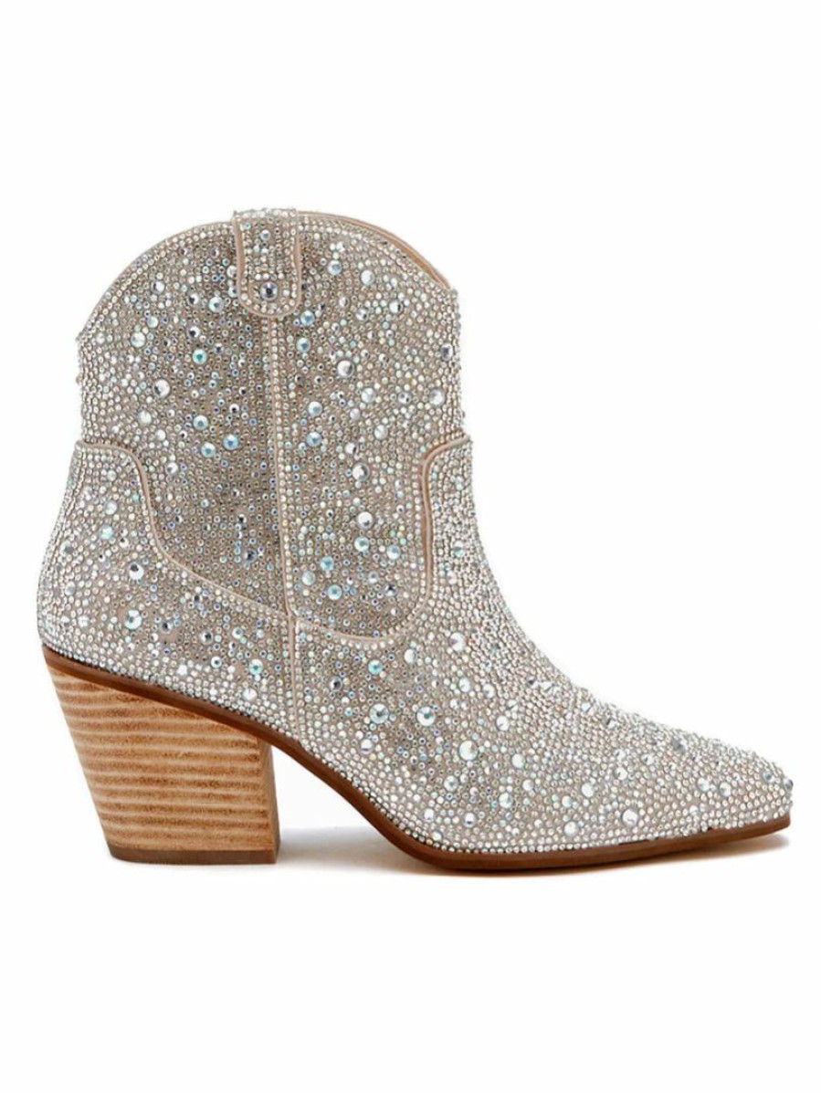 Gameday * | Flash Sale Matisse Harlow Rhinestone Western Booties Footwear Clear