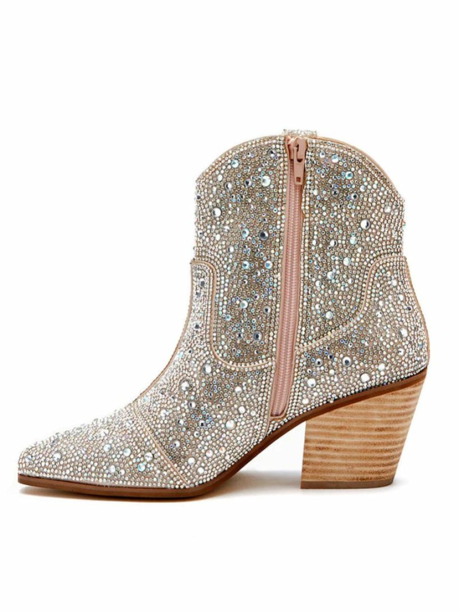 Gameday * | Flash Sale Matisse Harlow Rhinestone Western Booties Footwear Clear