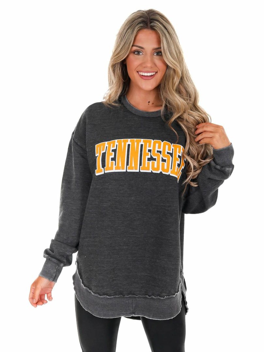 Gameday * | Coupon Pressbox Tennessee Michelin Vintage Fleece Pullover Black