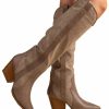 Shoes * | Wholesale East Lion Corp Gitty Up Crinkle Tall Cowboy Boots Taupe